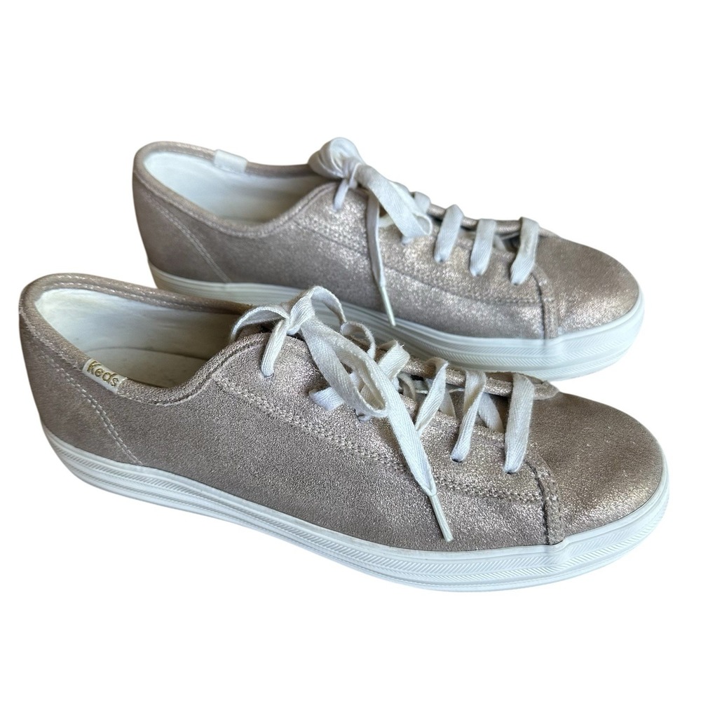 Keds Women's Champion‎ Sneakers Sz 8.5 Gold Metallic Suede Lace Up Ortholite